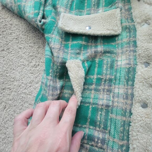 NWT Panache Apparel Womens S Westport Plaid Snap Button Sherpa Trim Jacket Green - Picture 13 of 14